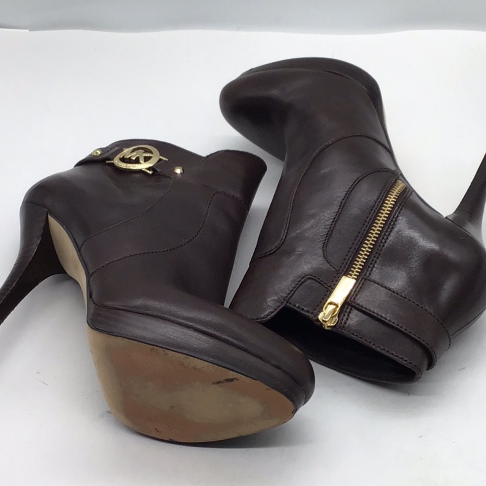 Michael Kors Brown Leather Heel Ankle Boot - Picture 5 of 10